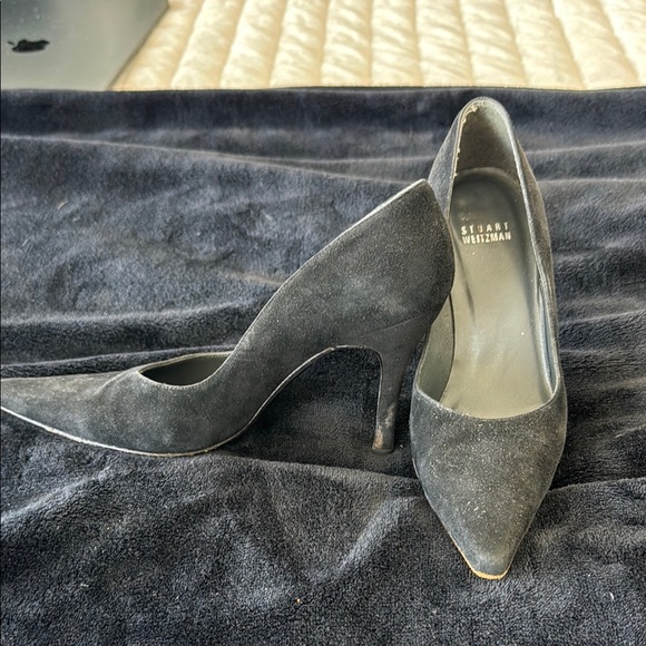 Stuart Weitzman Shoes - Stuart Weitzman Black Suede Heels Elegant Design Size 6